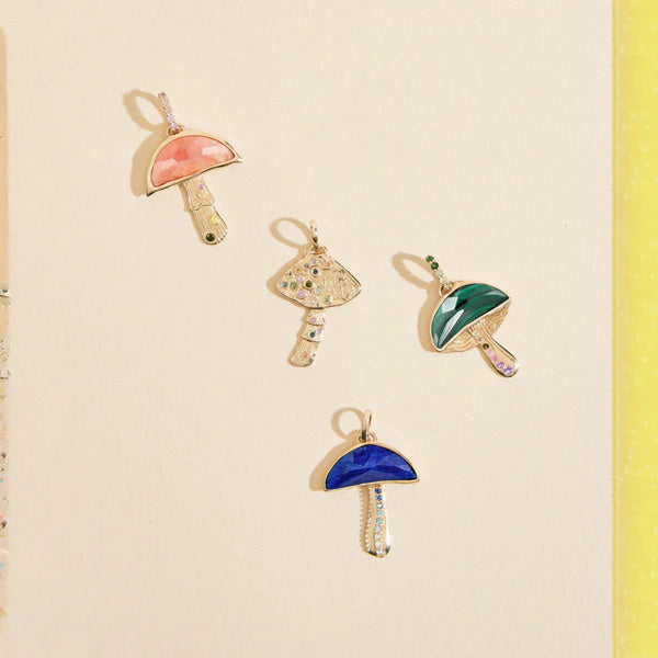 golden journey mushroom charm in 10k yellow gold