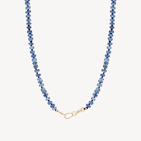 kyanite beaded mood necklace in 10k yellow gold | 20"