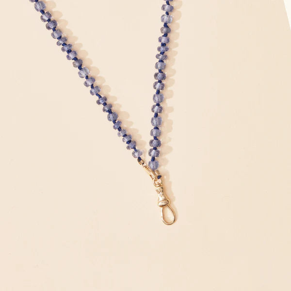 kyanite beaded mood necklace in 10k yellow gold | 20"