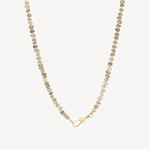 labradorite beaded mood necklace in 10k yellow gold | 16"