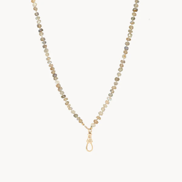labradorite beaded mood necklace in 10k yellow gold | 20"