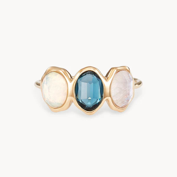 water element mood ring in 14k solid gold