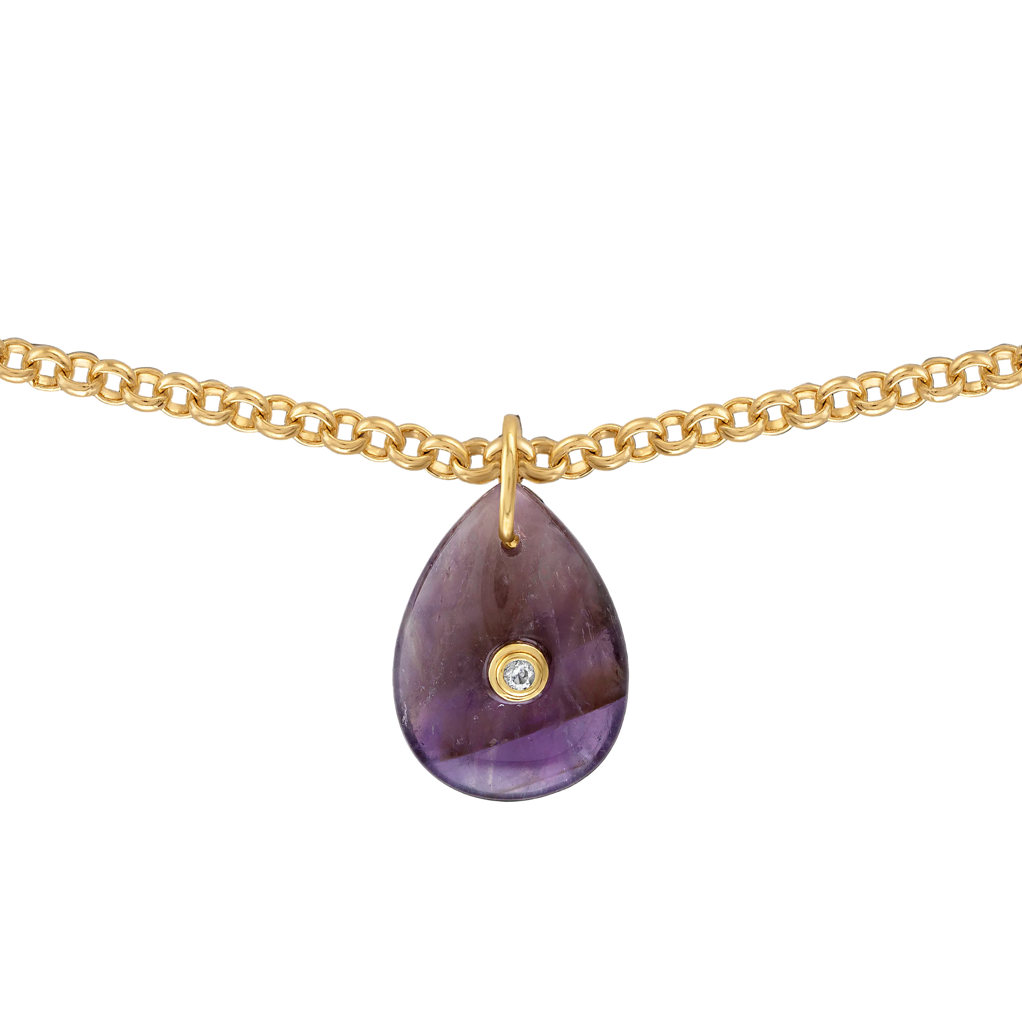 Celeste Pear Necklace Plum in Gold | 30"