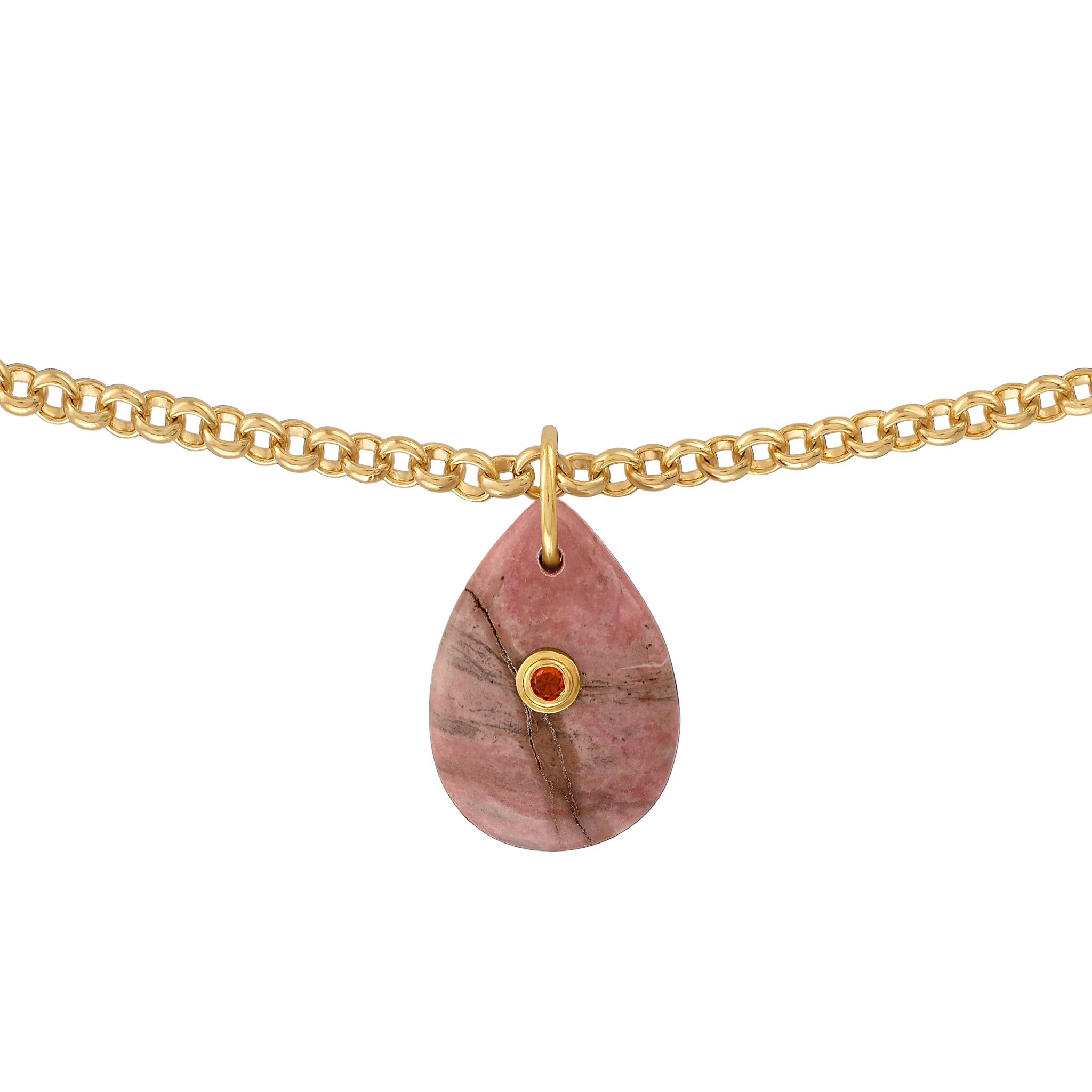 Celeste Pear Necklace Strawberry in Gold | 30"