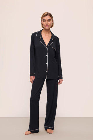 Gisele Long PJ Set in Black/Sorbet Pink