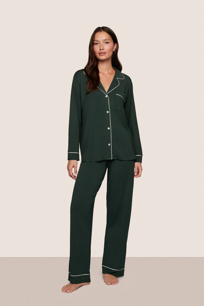 Gisele Long PJ Set in Pine/Ivory