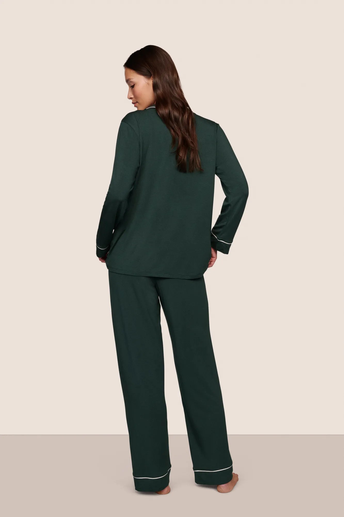 Gisele Long PJ Set in Pine/Ivory