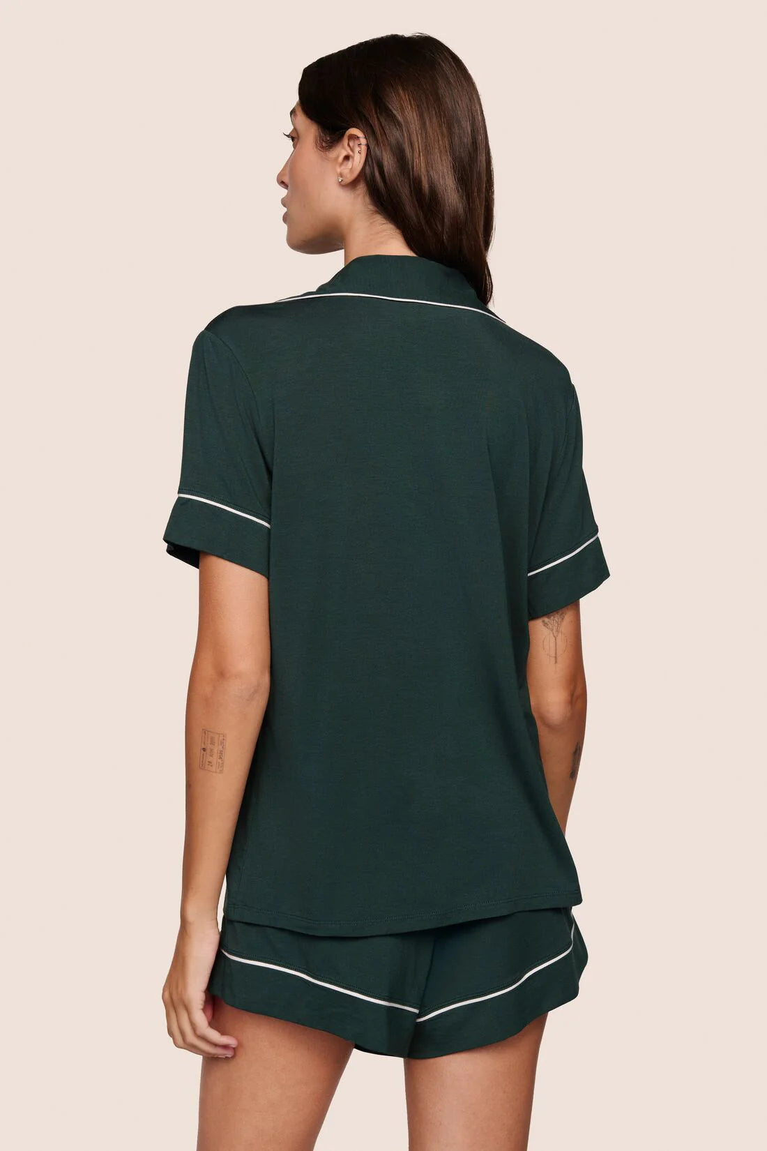 Gisele Relaxed Short PJ Set in Pine/Ivory