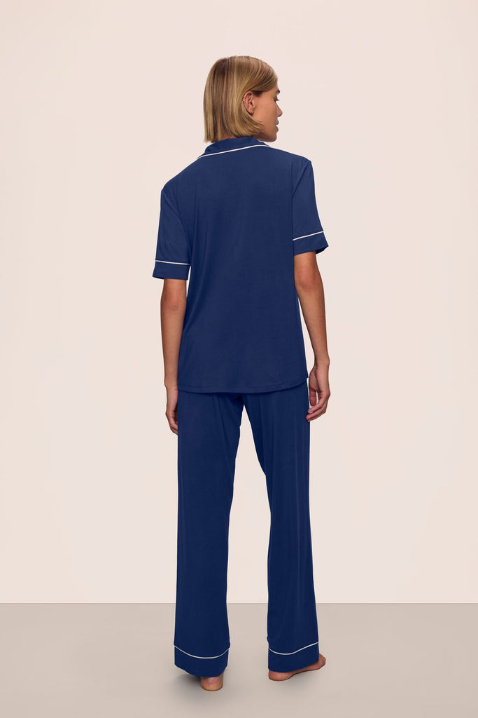 Gisele Short Sleeve & Pant PJ Set in Navy Ivory