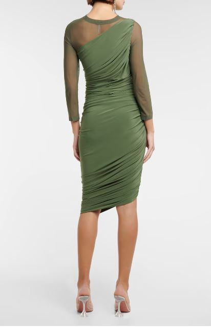 Long Sleeve Diana Dress in Celadon/Celadon Mesh