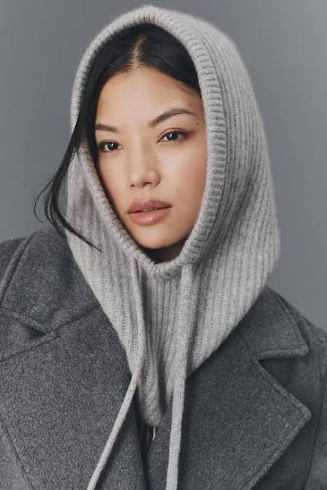 Cashmere Ribbed Balaclava in Deep Navy
