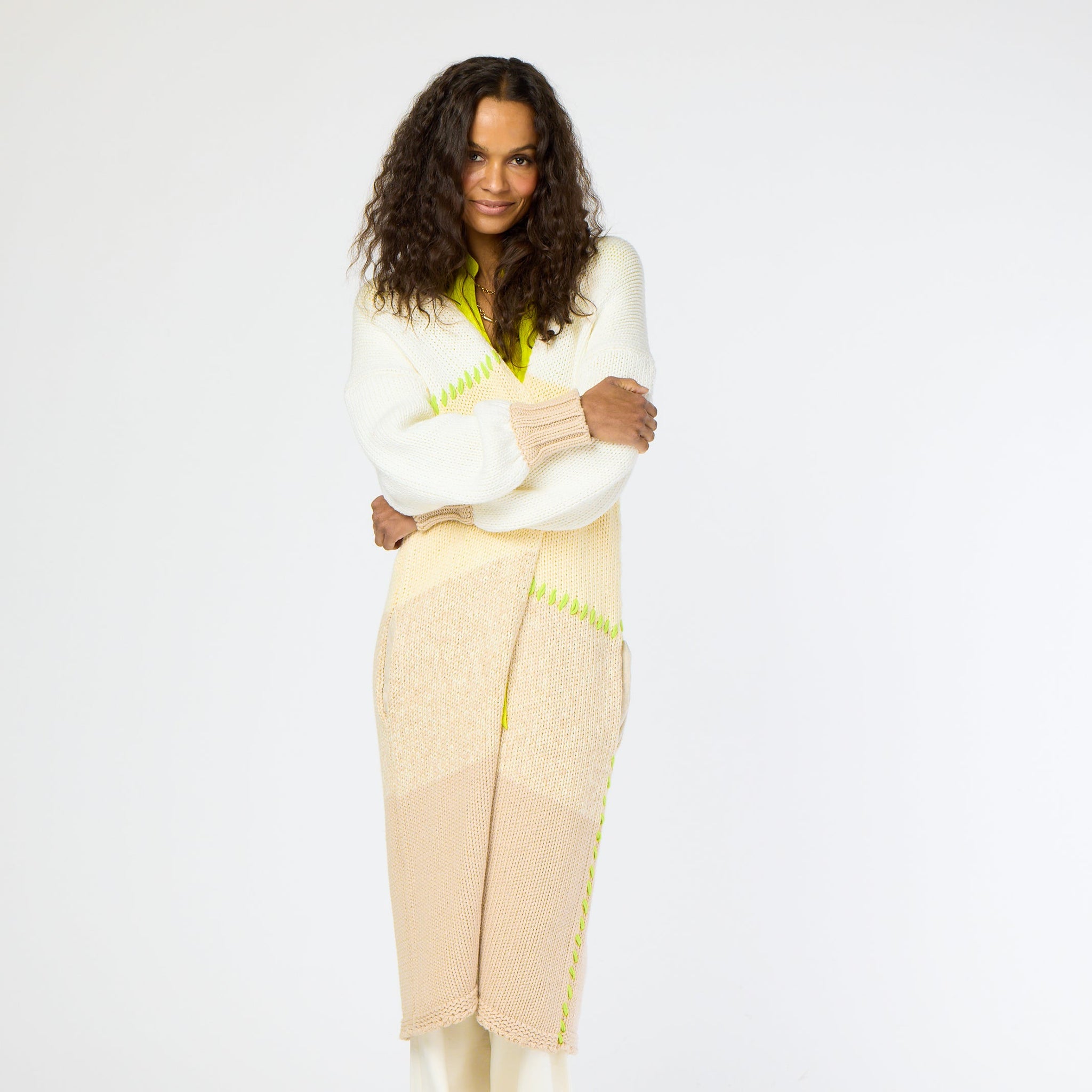 Alaina Stripe Duster in Off White-Multi