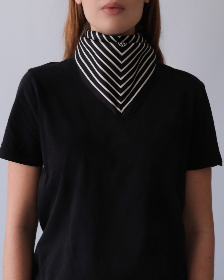 STRIPED SCARF | BLACK | 50 CM