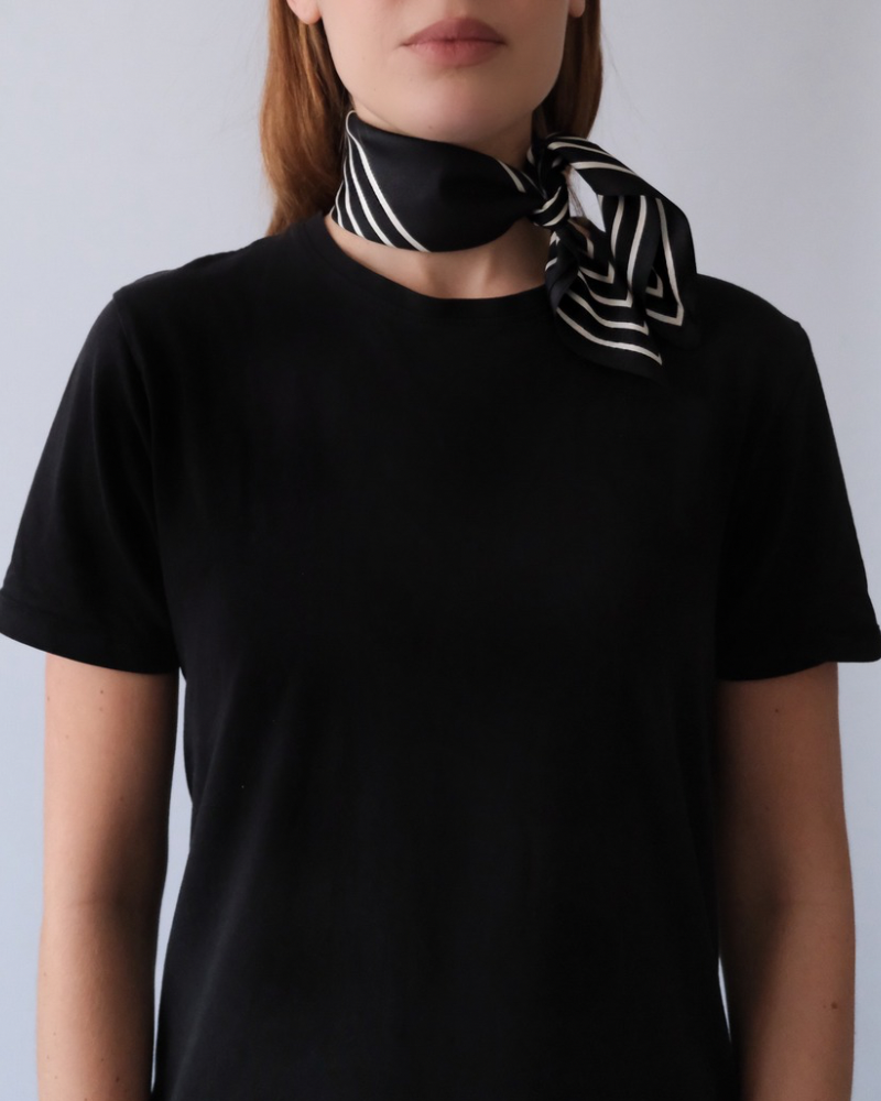 STRIPED SCARF | BLACK | 50 CM