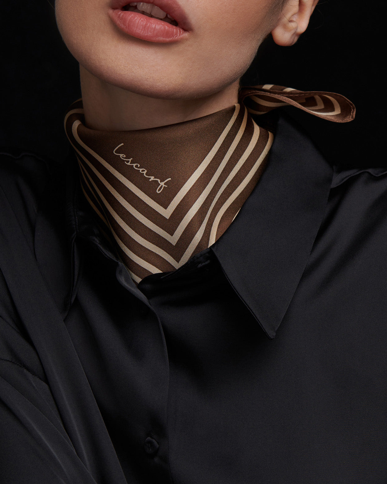 STRIPED SCARF | CHOCOLATE | 50 CM