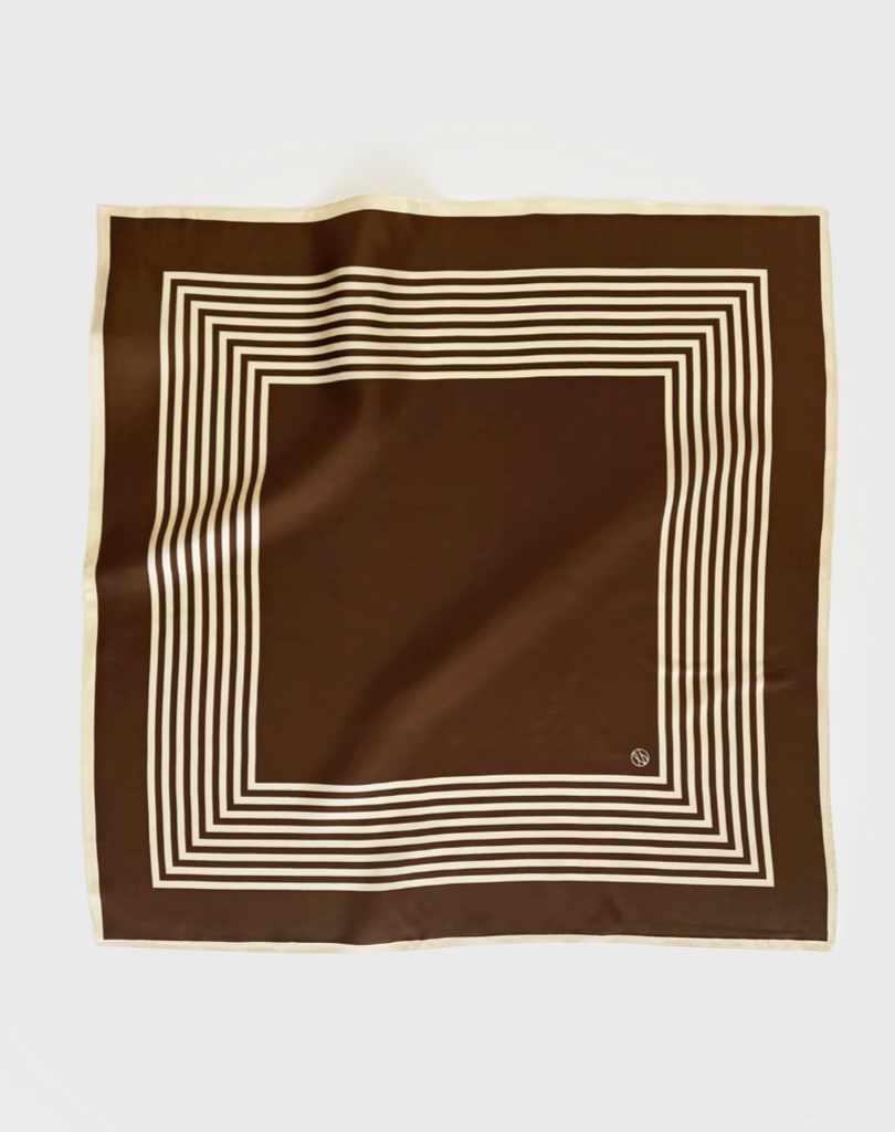 STRIPED SCARF | MOCHA MOUSSE & CREAM | 65 CM
