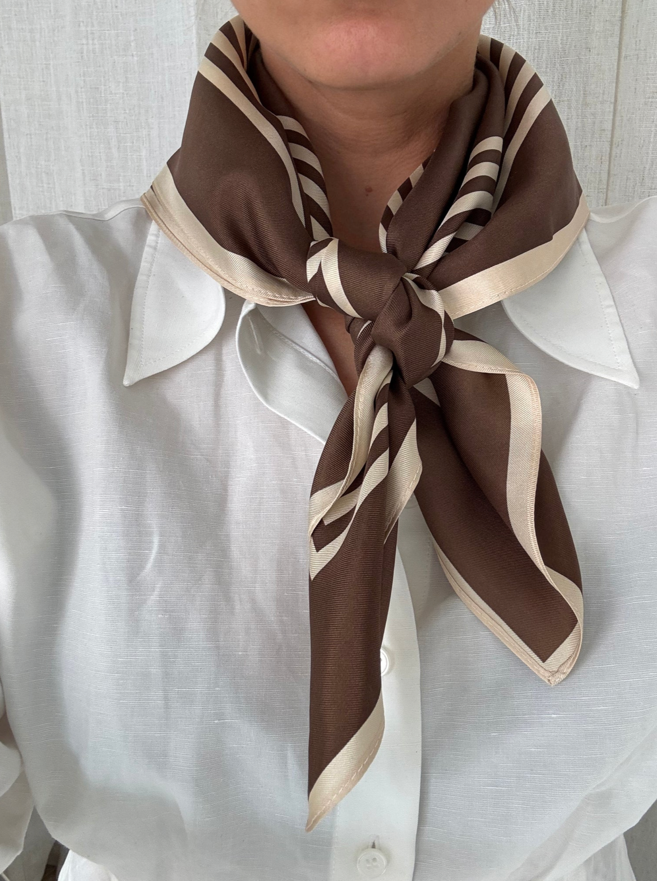 STRIPED SCARF | MOCHA MOUSSE & CREAM | 65 CM