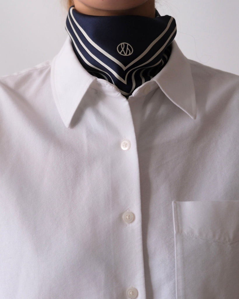 STRIPED SCARF | NAVY | 50 CM