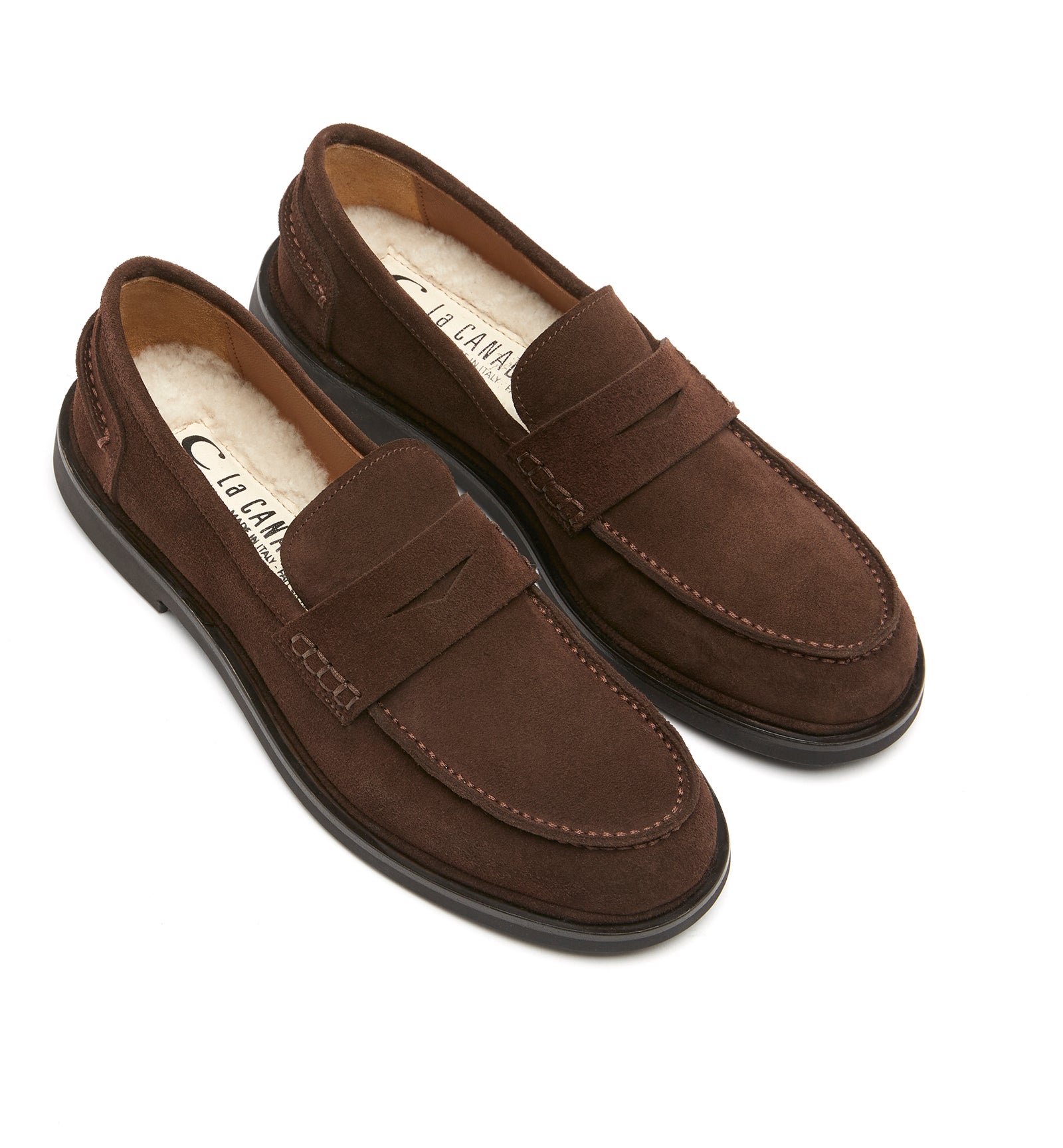 Magnetic Shearling Lined Suede Loafer in Brunette