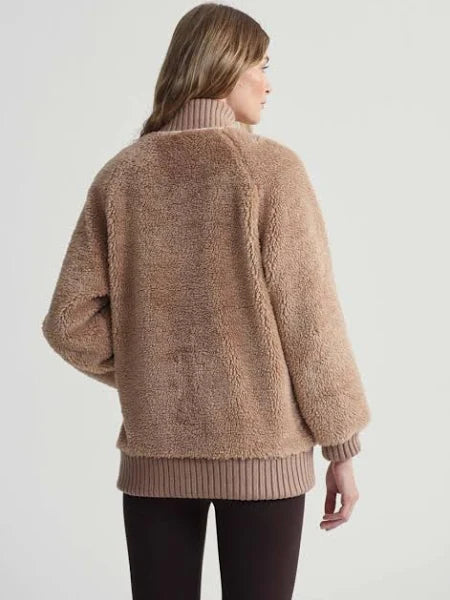 Ella Long Line Sherpa Bomber in Chanterelle