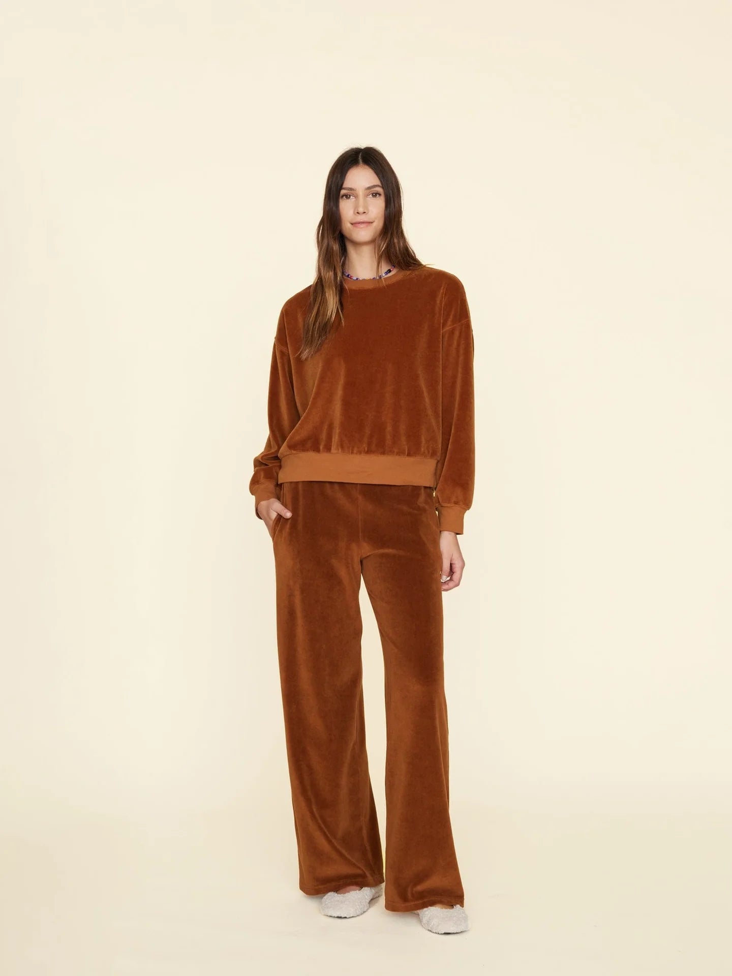 Mavis Velour Sweatpant in Brown Sugar