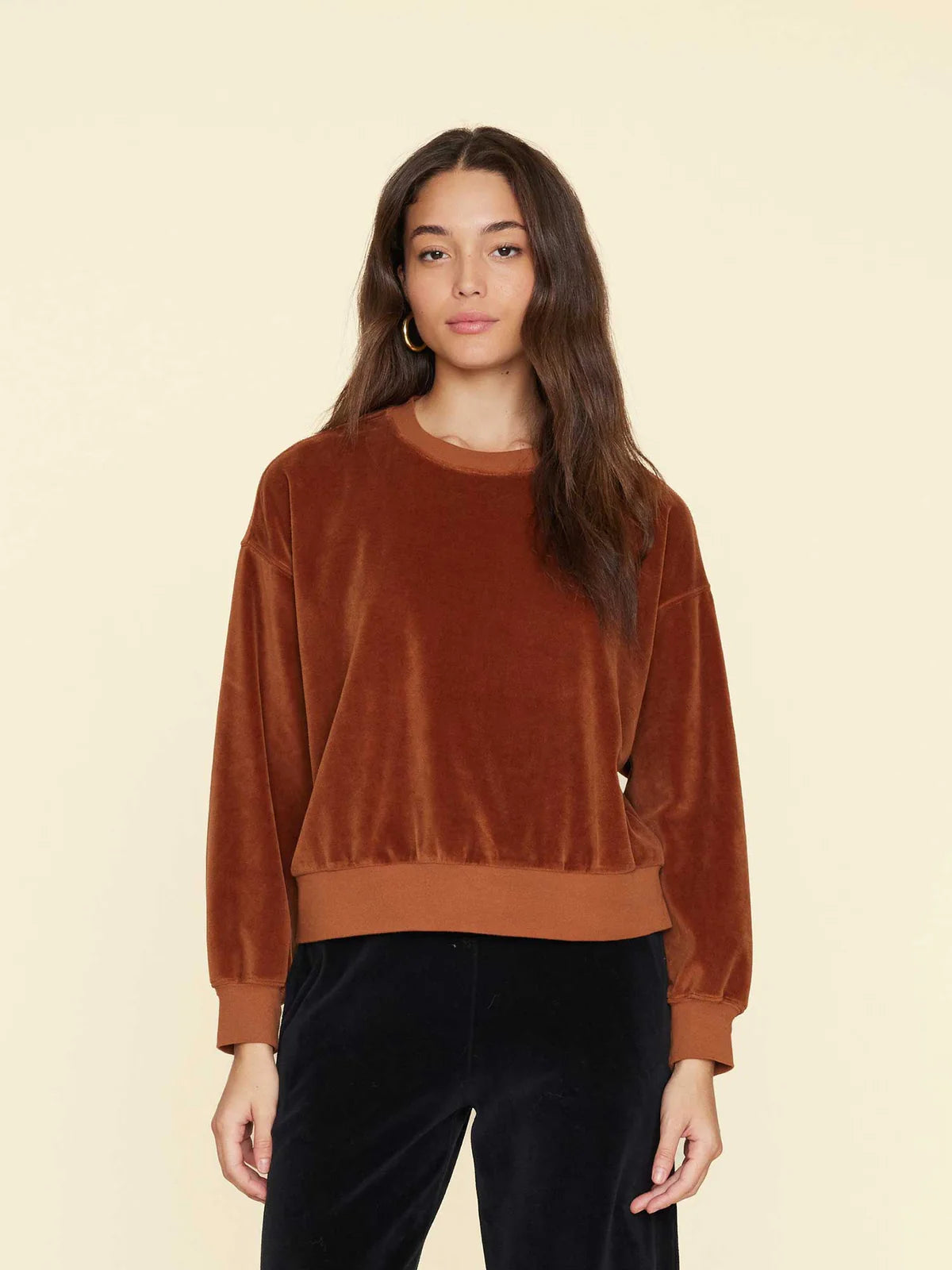 Huxley Velour Sweatshirt in Brown Sugar