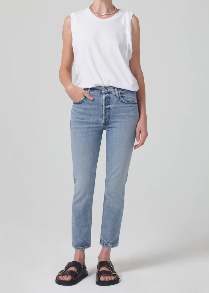 Charlotte High Rise Crop Straight in Dalia