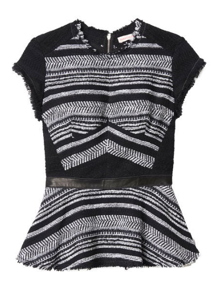 Stripe Tweed Peplum Top