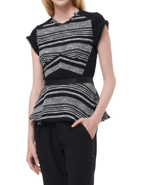 Stripe Tweed Peplum Top