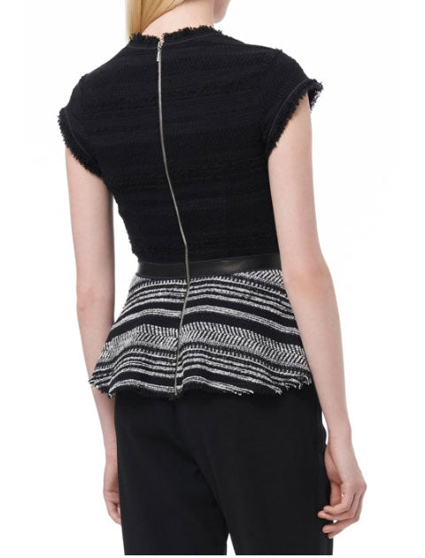 Stripe Tweed Peplum Top