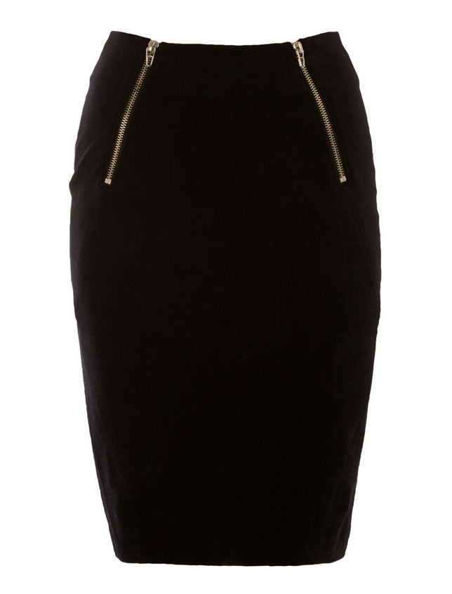 Velveteen scuba zip skirt