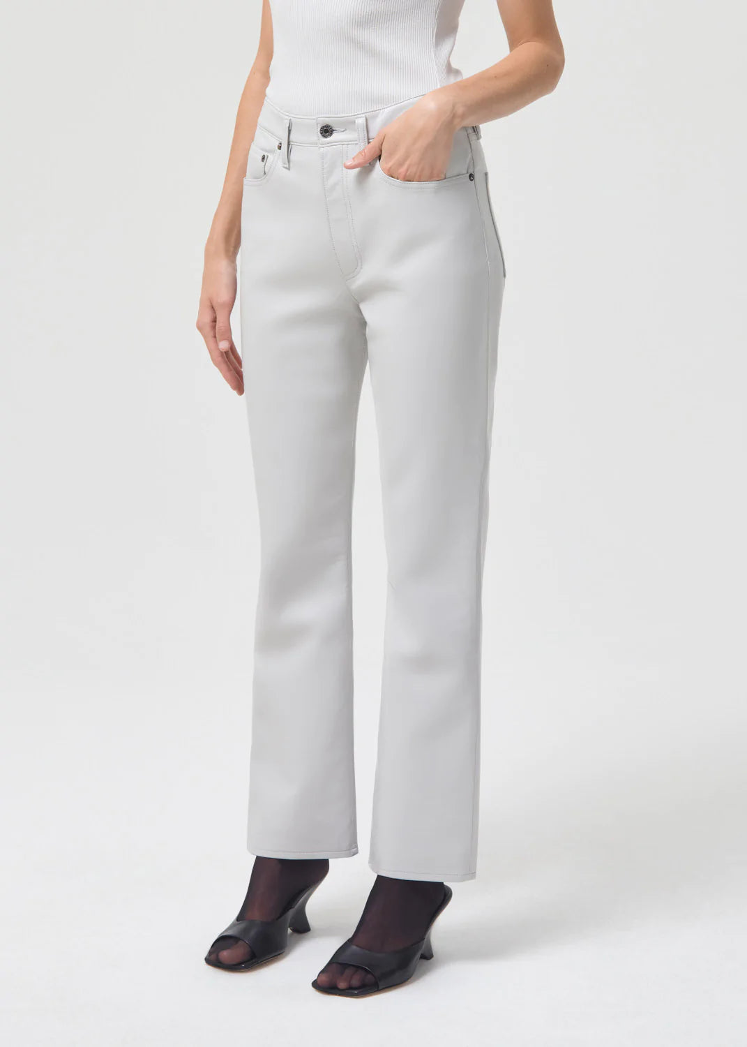 Recycled Leather Mid Rise Relaxed Boot in Wisp