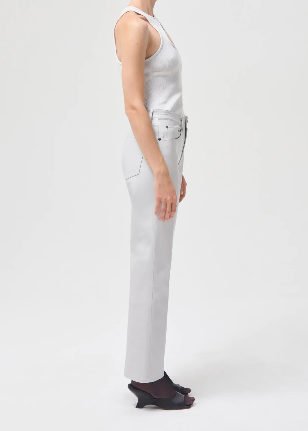 Recycled Leather Mid Rise Relaxed Boot in Wisp