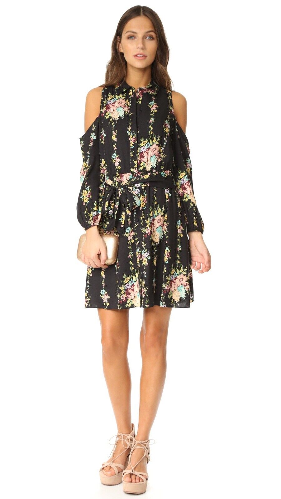 Karina Cold Shoulder Buttondown Dress