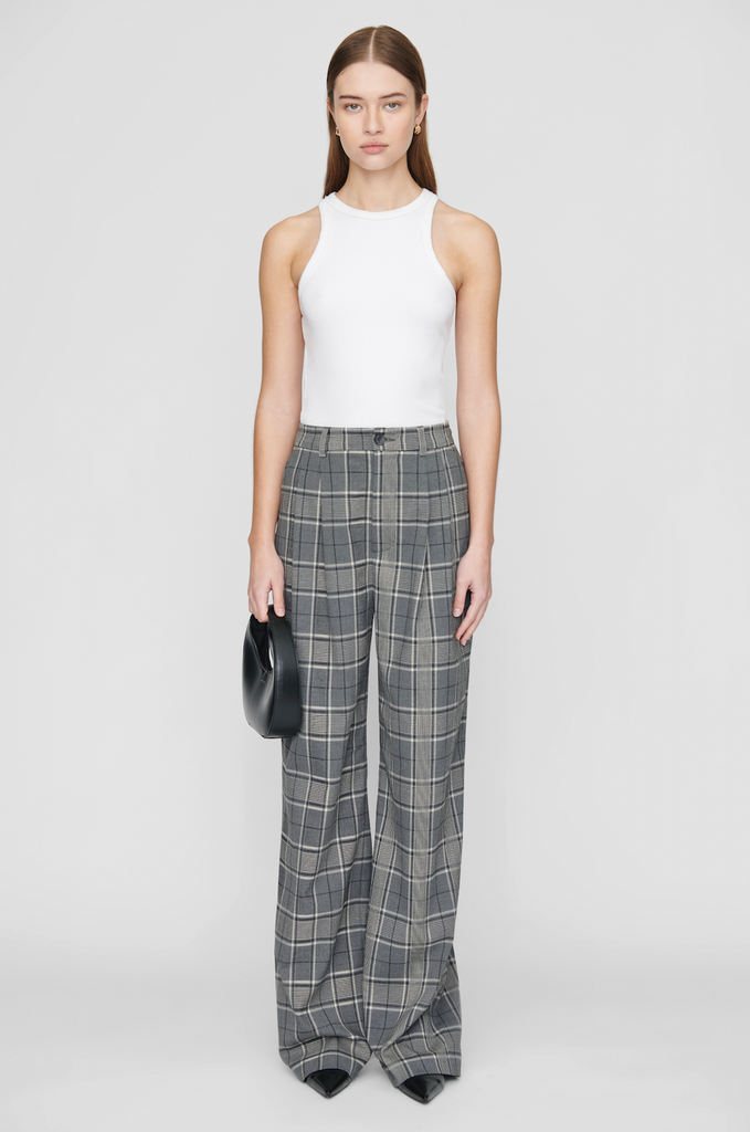 Carrie Pant in Grey Plaid