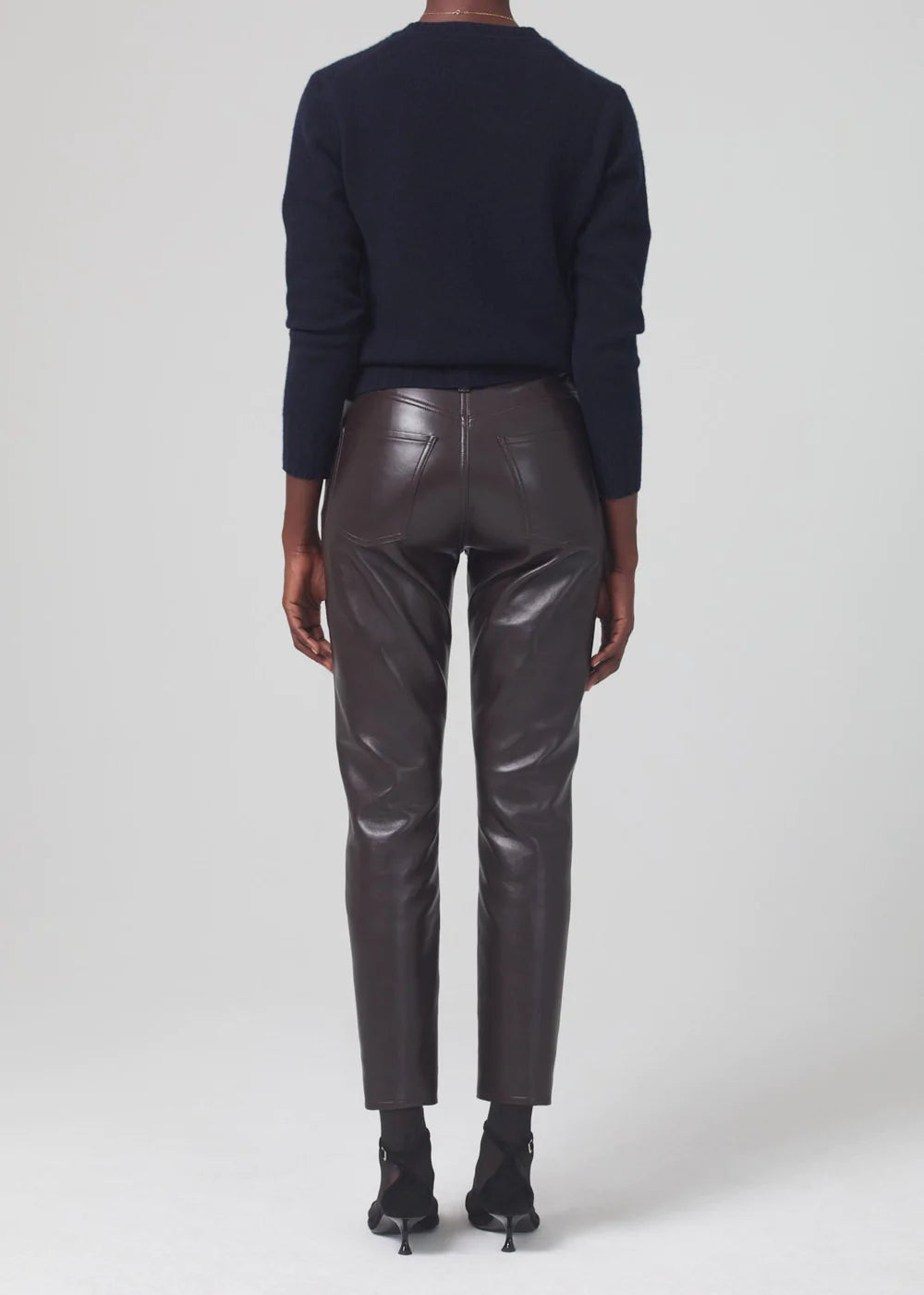 Jolene High Rise Vintage Slim in Chocolate Torte Recycled Leather