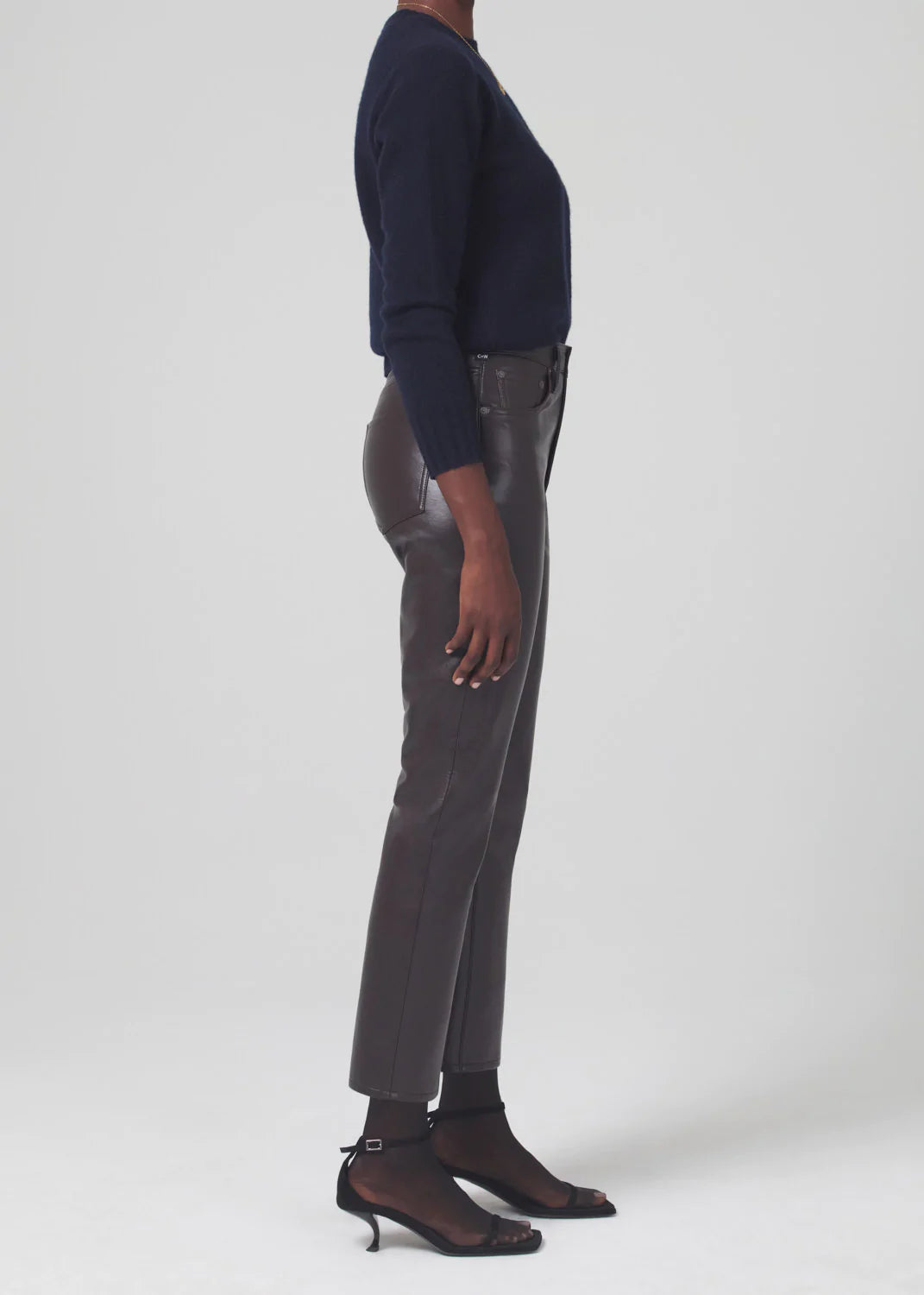 Jolene High Rise Vintage Slim in Chocolate Torte Recycled Leather
