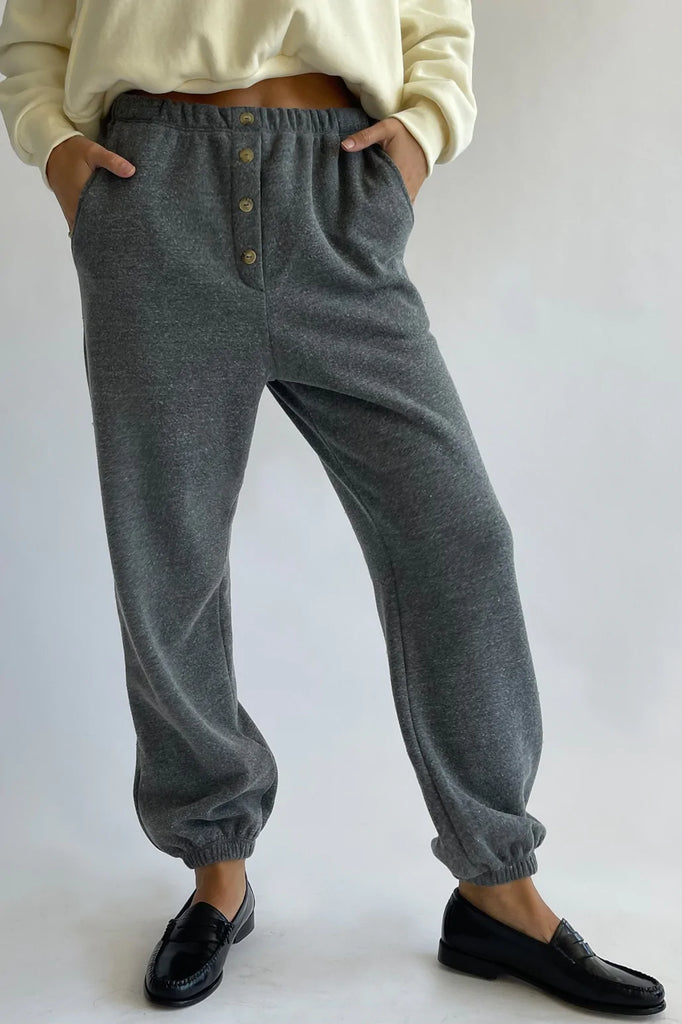 Eco Fleece Button Sweatpant in Cocoa