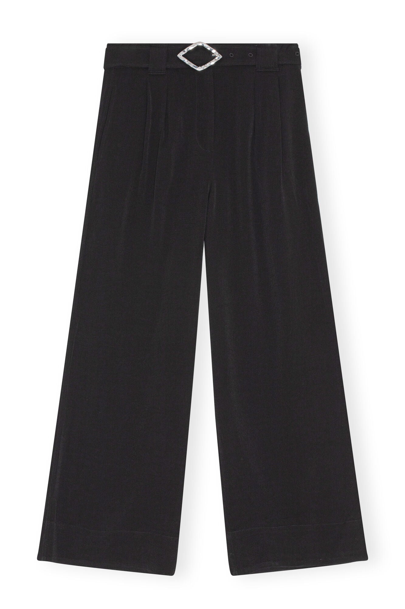 Wide Jacquard Pants in Black