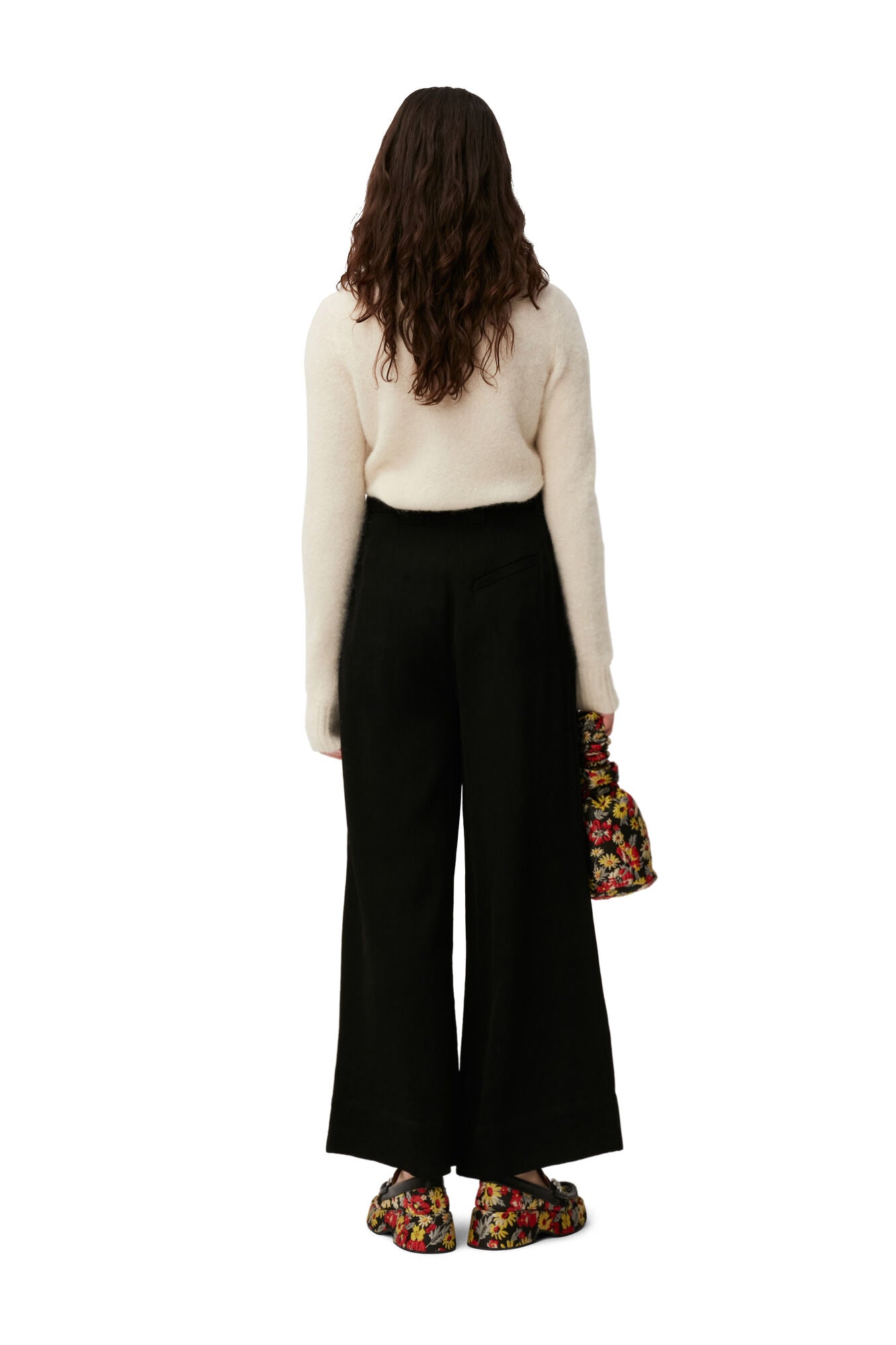 Wide Jacquard Pants in Black