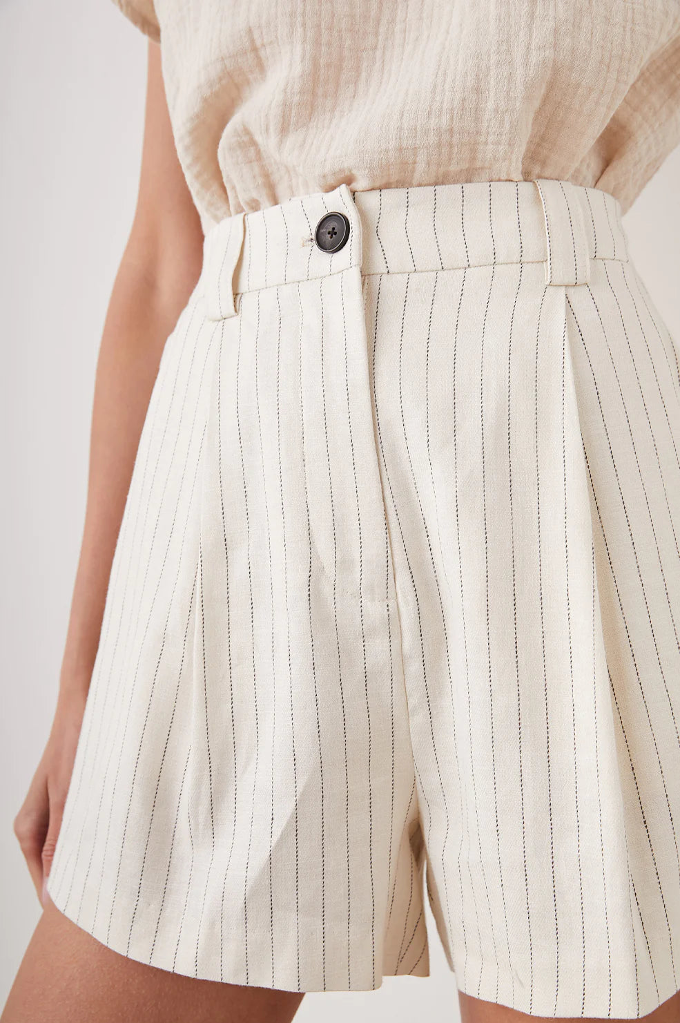 Ilena Short in Ivory Pinstripe