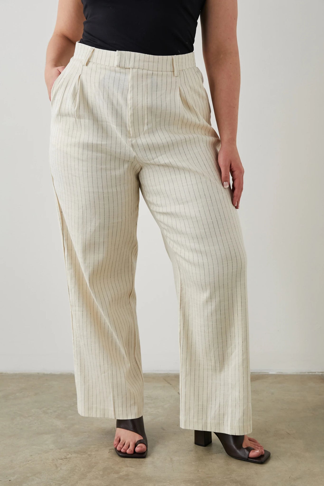 Marnie Pant in Ivory Pinstripe