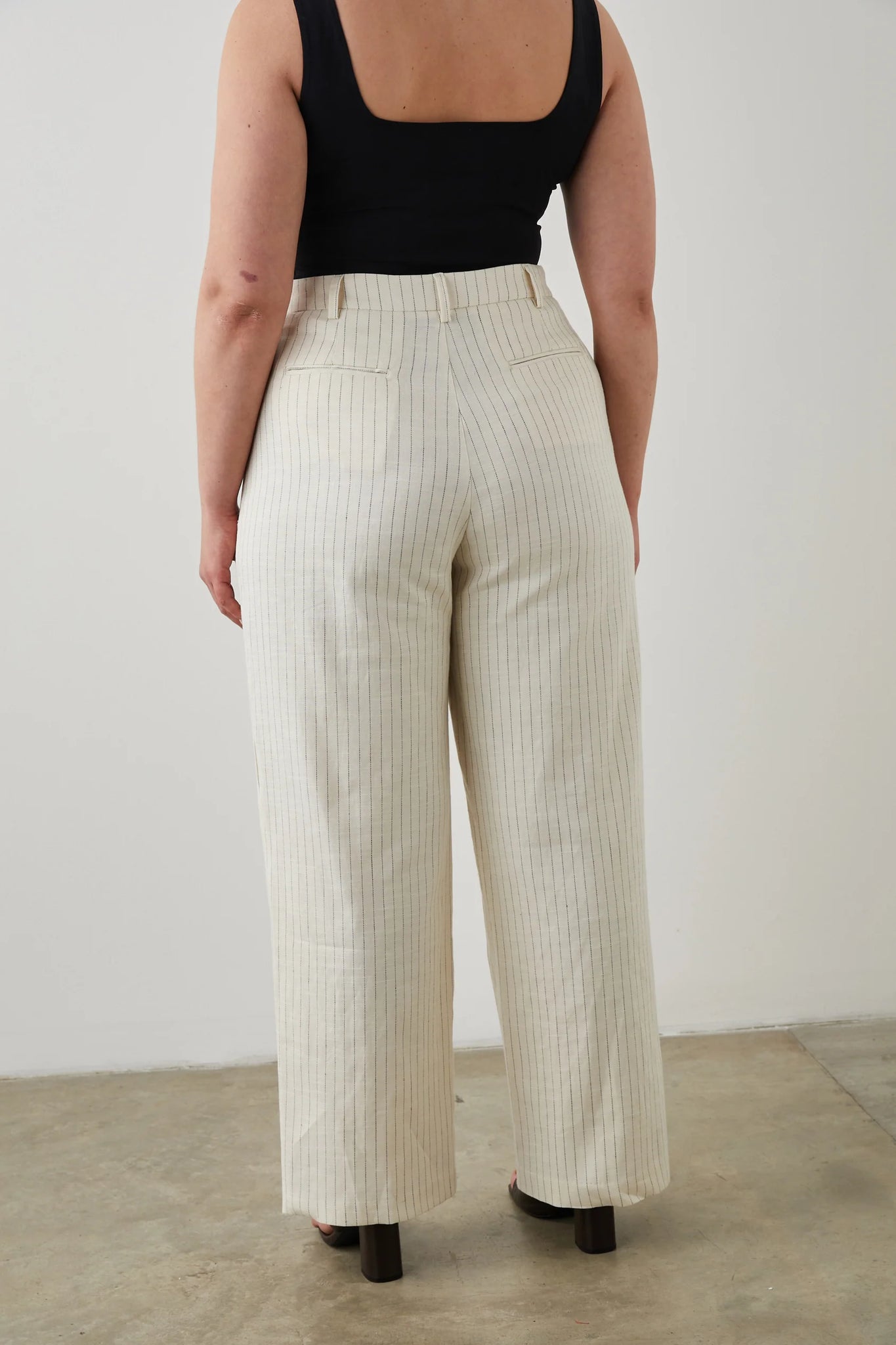 Marnie Pant in Ivory Pinstripe