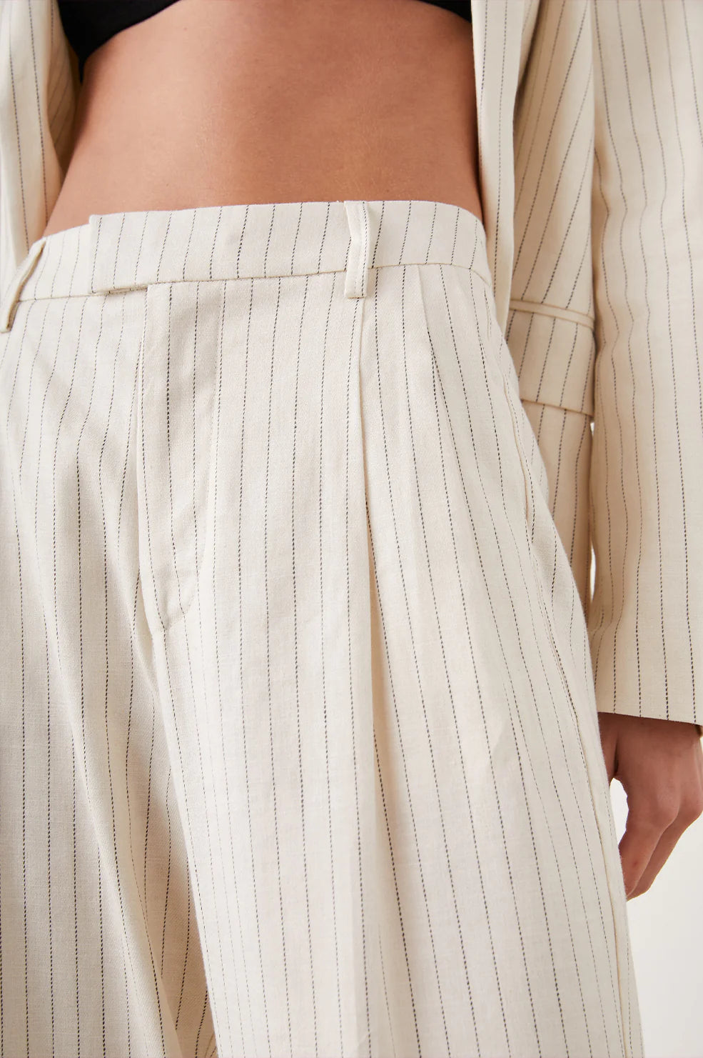 Marnie Pant in Ivory Pinstripe