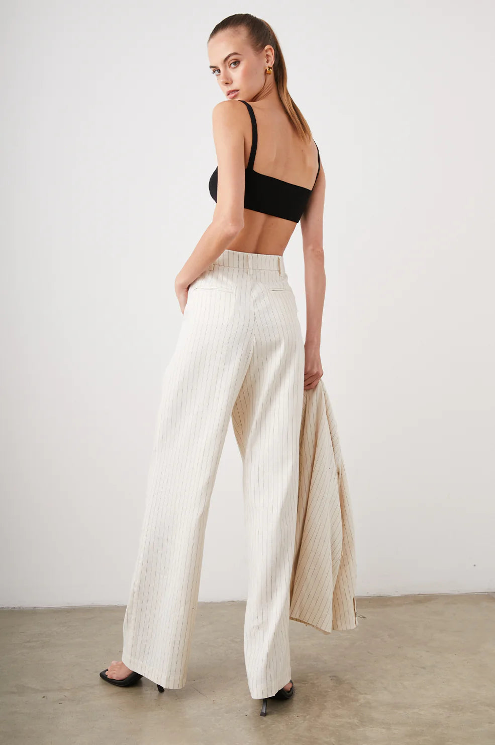 Marnie Pant in Ivory Pinstripe