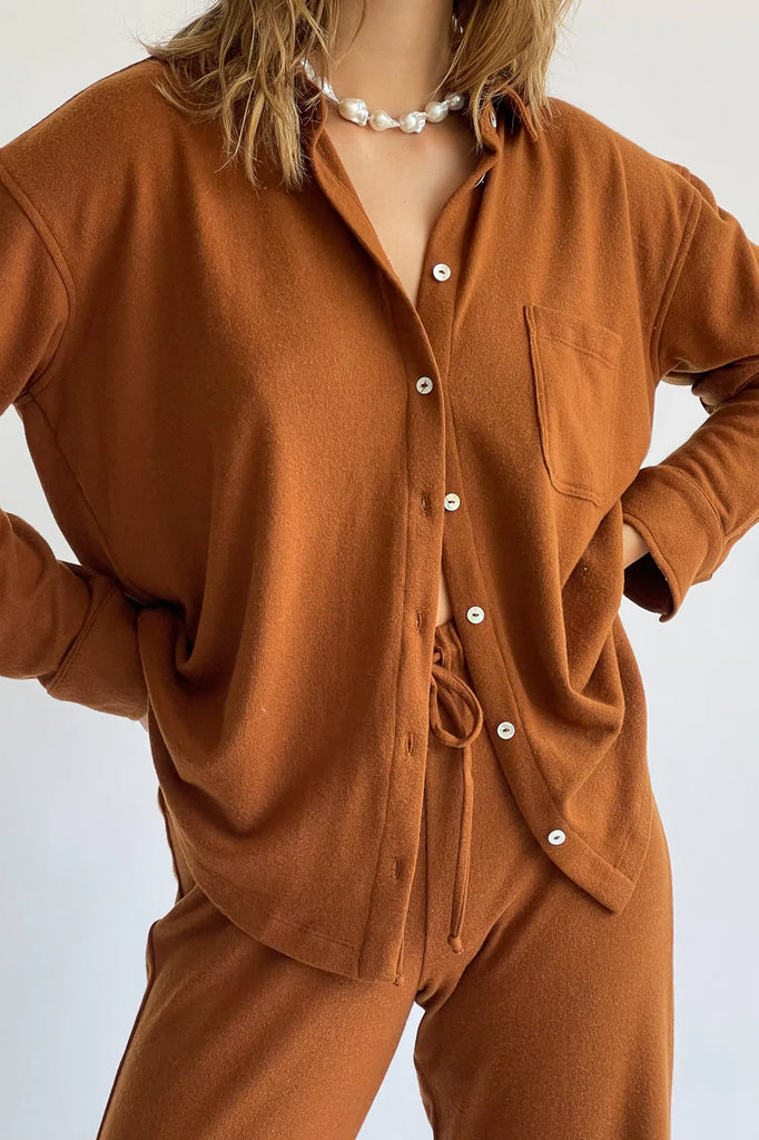 Sweater Button Down in Cocoa