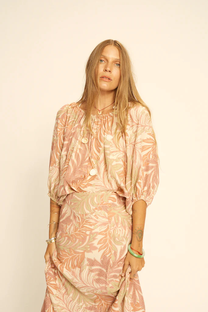 Ella Top in Jungle Print Clay